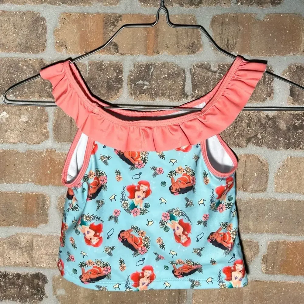 Girls Disney Swim Top Ariel Moana pink ruffle size XS